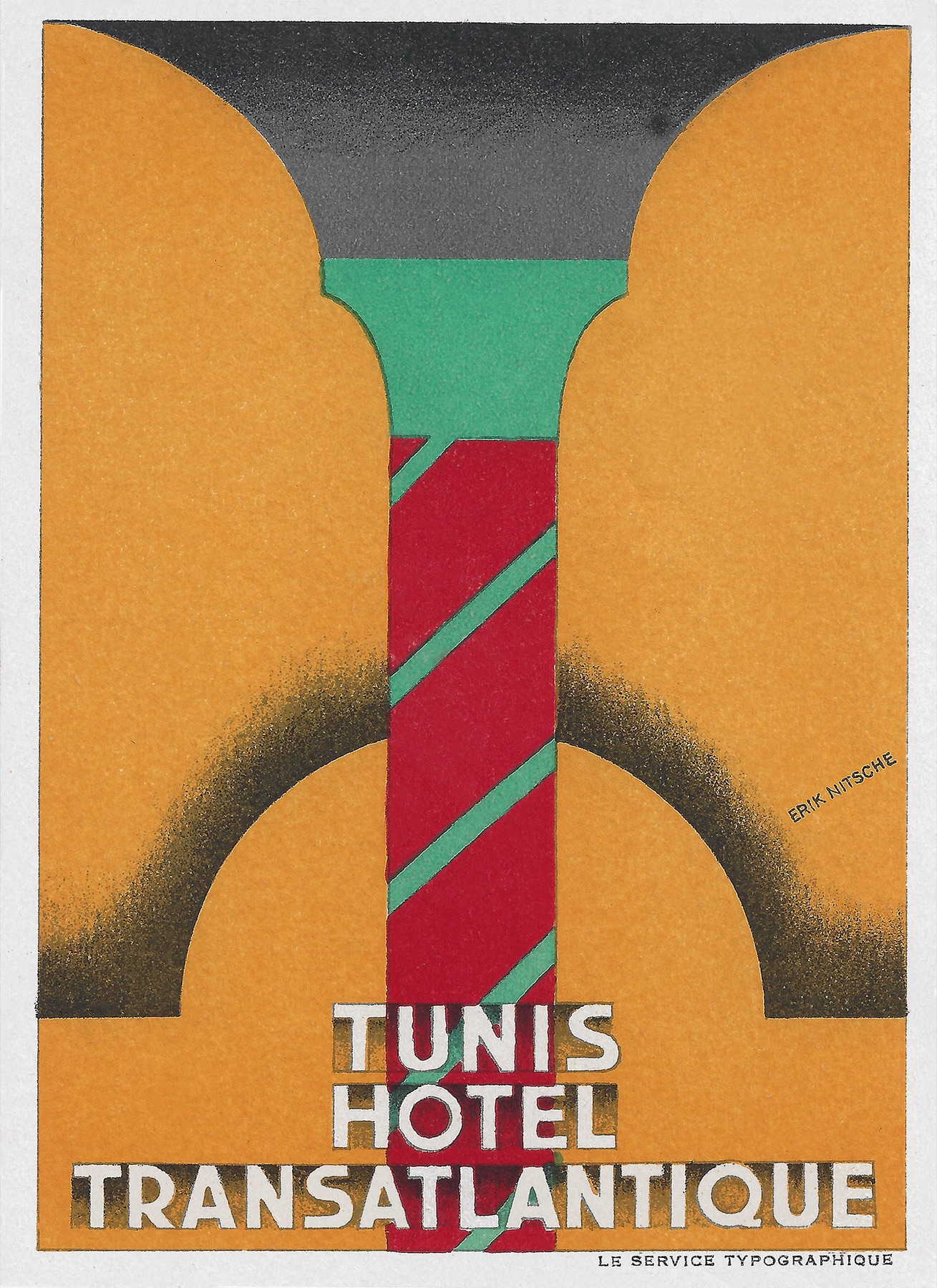 Hotel Transatlantique, Tunisia — poster by Eric Nitsche, 1935